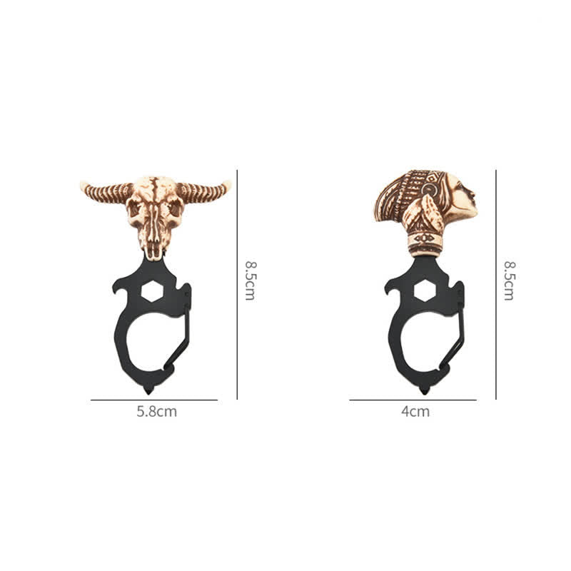 Porte-clés pratique en forme de tête de taureau indien avec marteau briseur - image 7