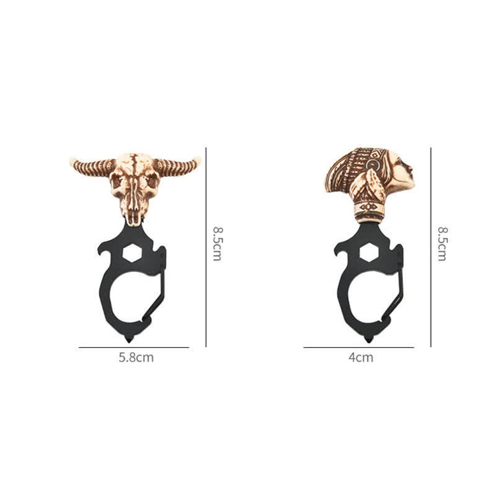 Porte-clés pratique en forme de tête de taureau indien avec marteau briseur - image 7