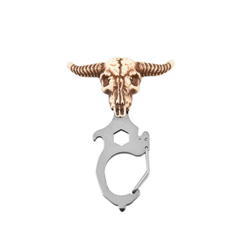 Porte-clés pratique en forme de tête de taureau indien avec marteau briseur - Tête de taureau - Argent - image 2