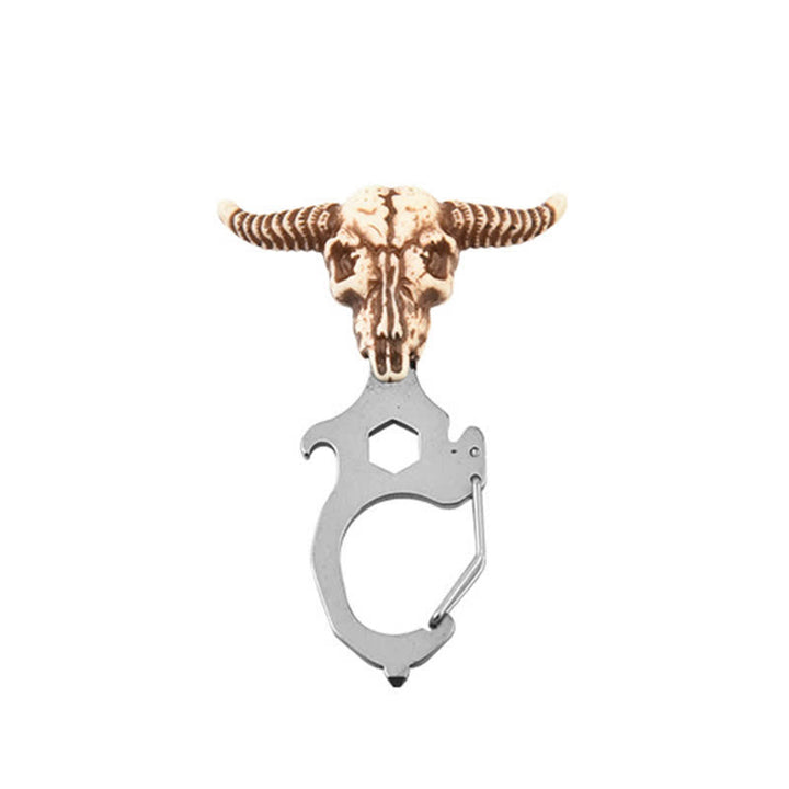 Porte-clés pratique en forme de tête de taureau indien avec marteau briseur - Tête de taureau - Argent - image 2