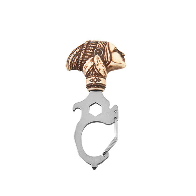 Porte-clés pratique en forme de tête de taureau indien avec marteau briseur - Tête d'Indien - Argent - image 9