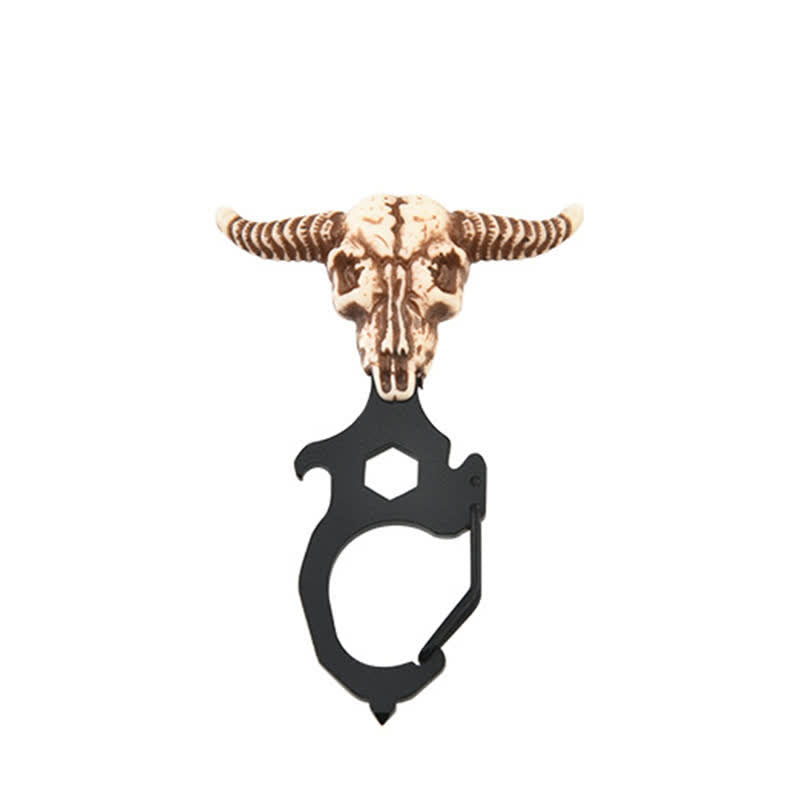 Porte-clés pratique en forme de tête de taureau indien avec marteau briseur - Tête de taureau - Noir - image 6