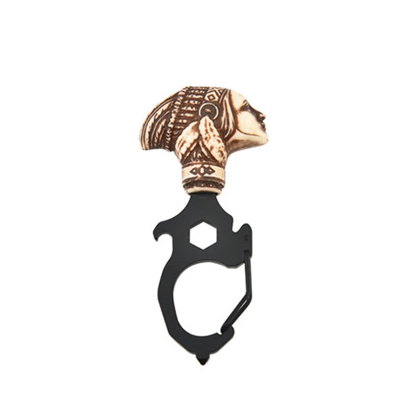 Porte-clés pratique en forme de tête de taureau indien avec marteau briseur - Tête d'Indien - Noir - image 10