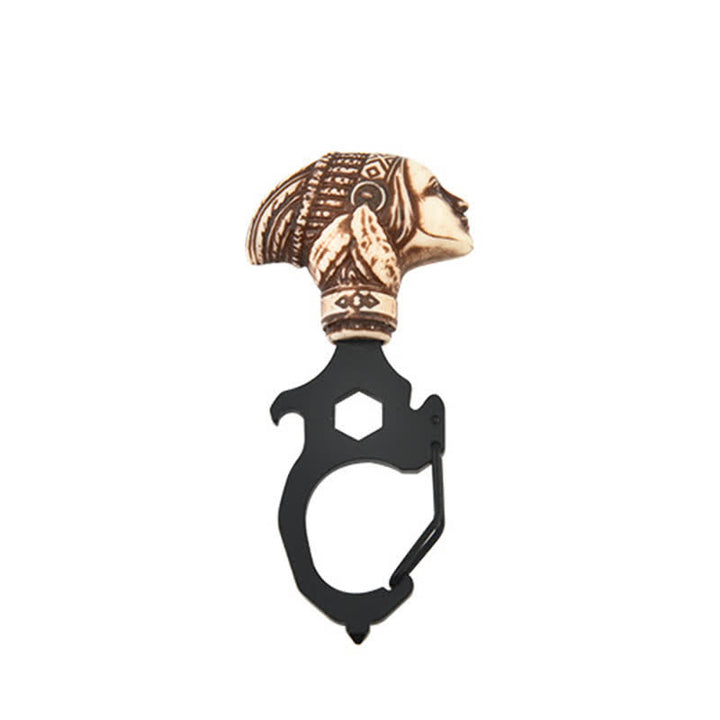 Porte-clés pratique en forme de tête de taureau indien avec marteau briseur - Tête d'Indien - Noir - image 10