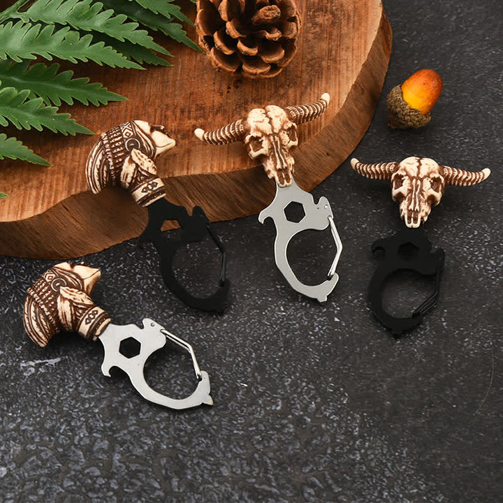 Porte-clés pratique en forme de tête de taureau indien avec marteau briseur - image 4