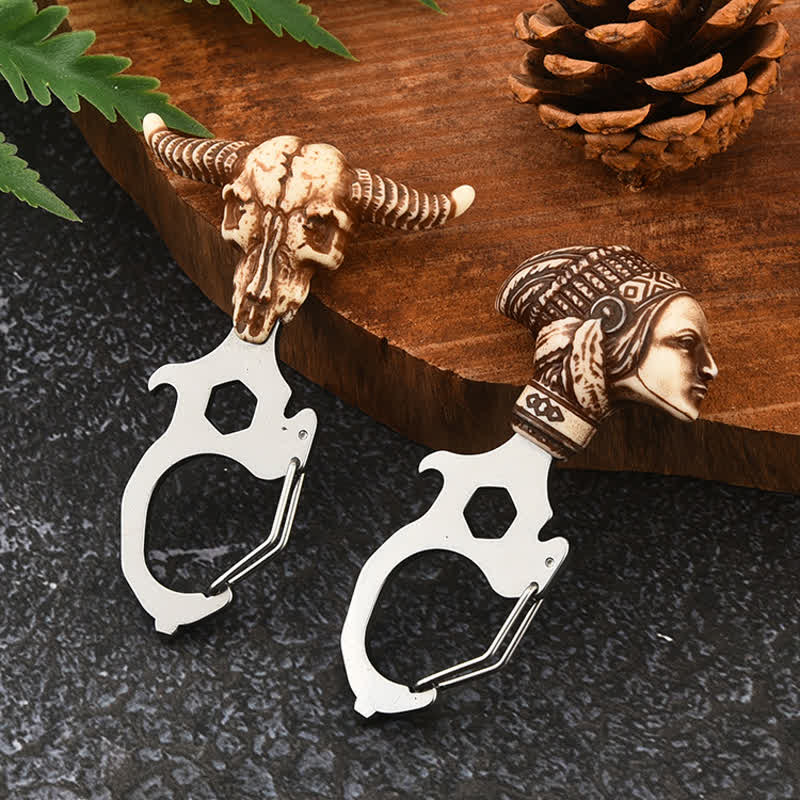 Porte-clés pratique en forme de tête de taureau indien avec marteau briseur - image 3