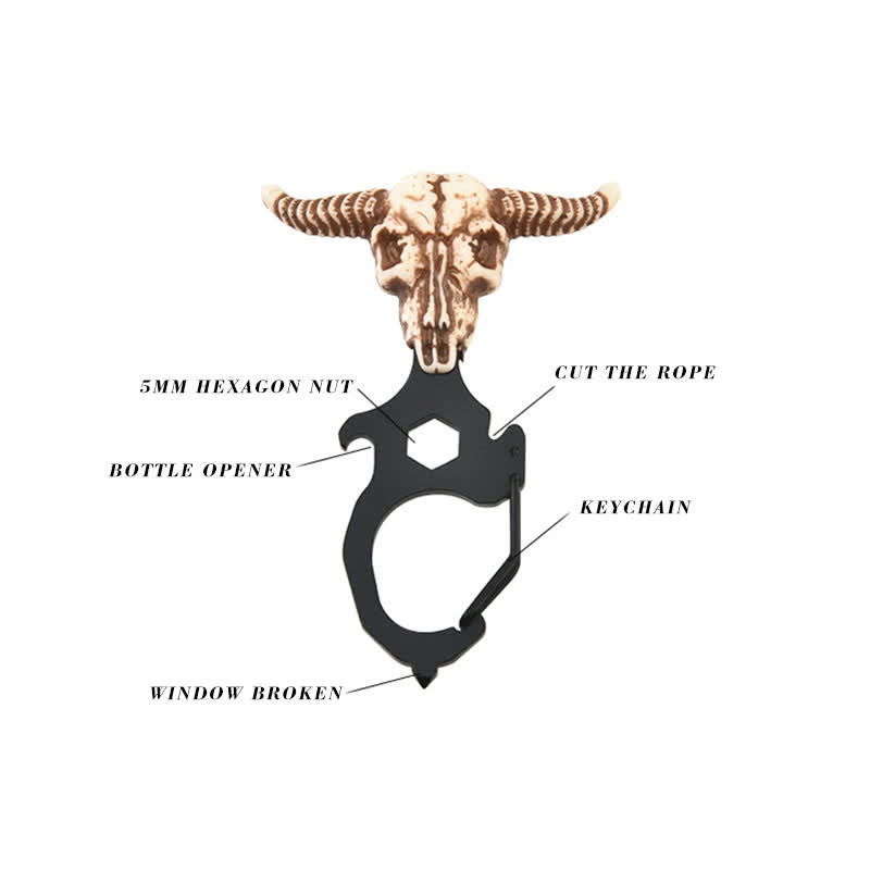 Porte-clés pratique en forme de tête de taureau indien avec marteau briseur - image 7