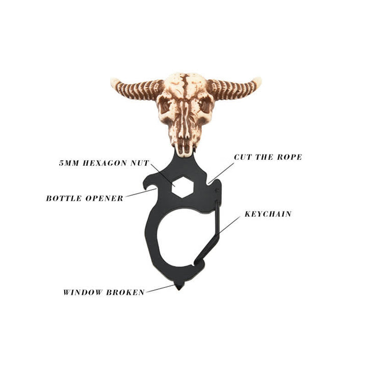 Porte-clés pratique en forme de tête de taureau indien avec marteau briseur - image 7