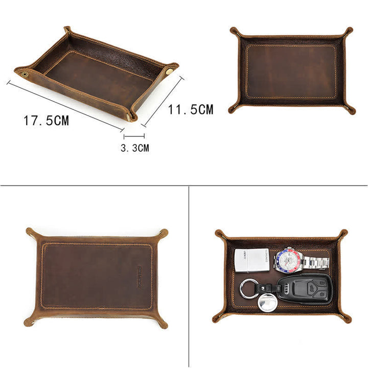 Petit plateau rectangulaire pliable en cuir avec nom personnalisé - image 4