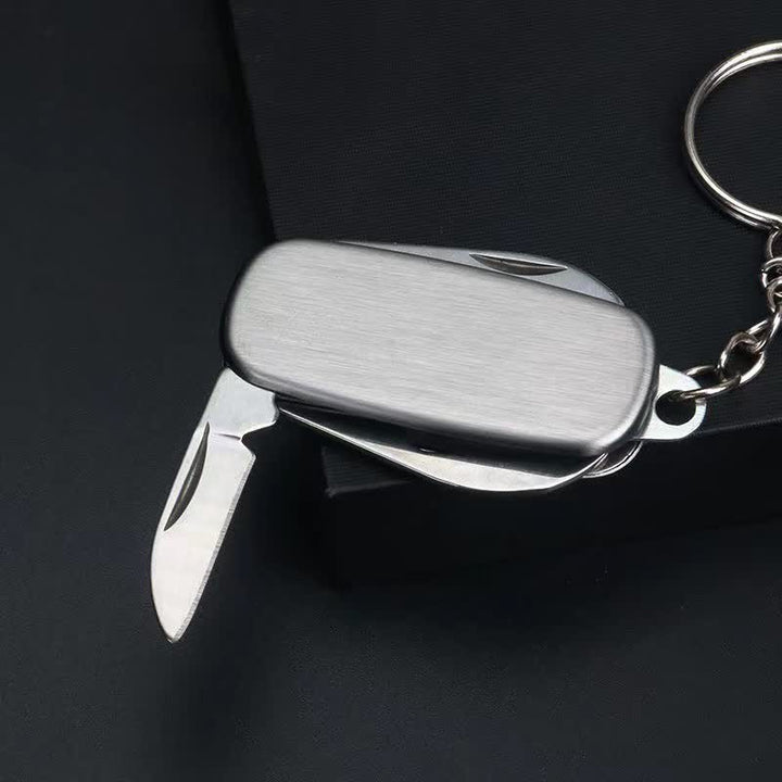 Porte-clés couteau pliant compact argenté avec décapsuleur - image 3