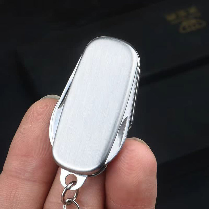 Porte-clés couteau pliant compact argenté avec décapsuleur - image 8