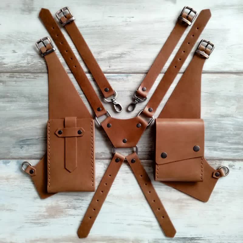 Sac à bandoulière double dissimulé antivol pour l'extérieur - Brun jaunâtre - image 5