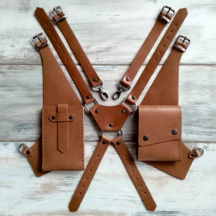 Sac à bandoulière double dissimulé antivol pour l'extérieur - Brun jaunâtre - image 5