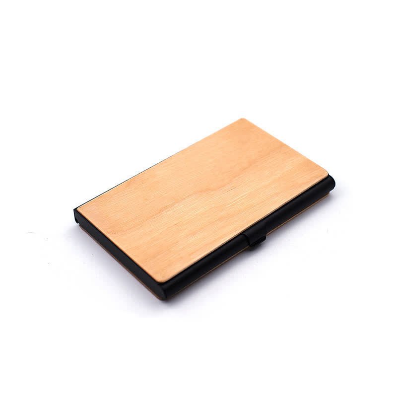 Étui en bois pour cartes de visite avec nom gravé personnalisé - Cerise / Noir - image 12