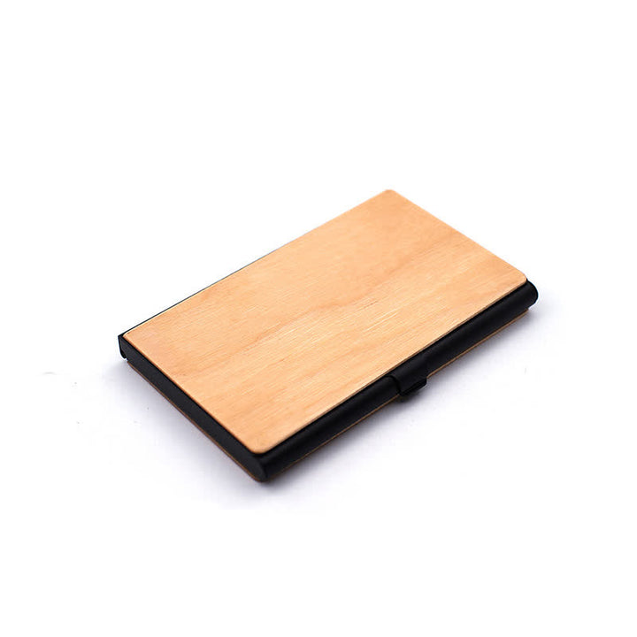 Étui en bois pour cartes de visite avec nom gravé personnalisé - Cerise / Noir - image 12