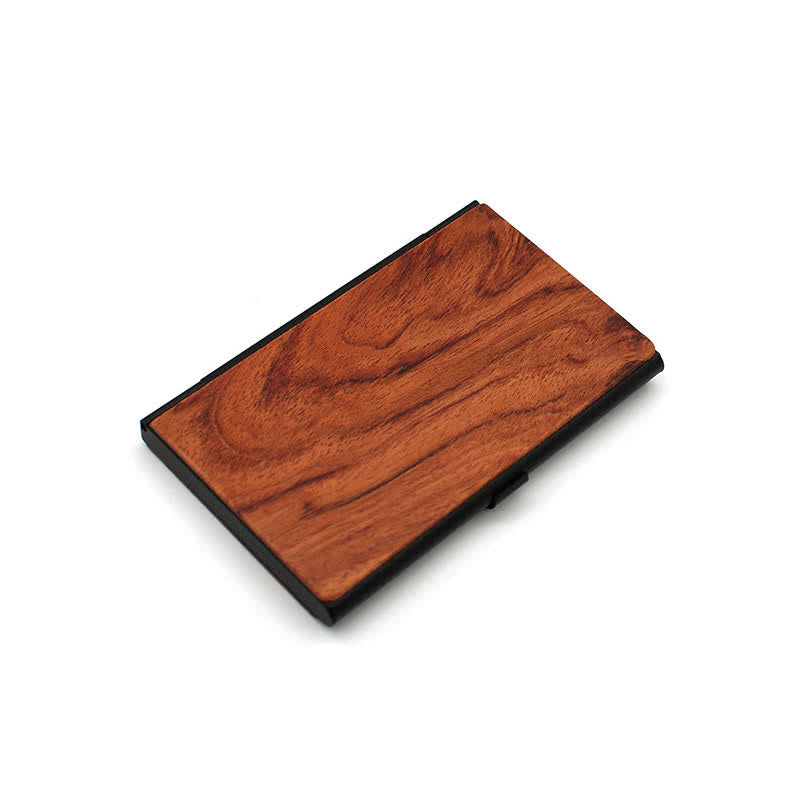 Étui en bois pour cartes de visite avec nom gravé personnalisé - Amande / Noir - image 14