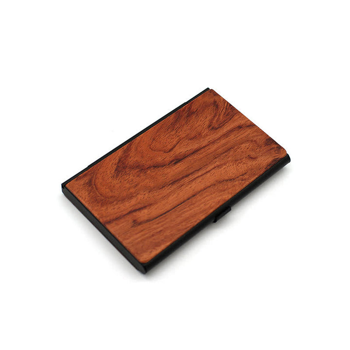 Étui en bois pour cartes de visite avec nom gravé personnalisé - Amande / Noir - image 14