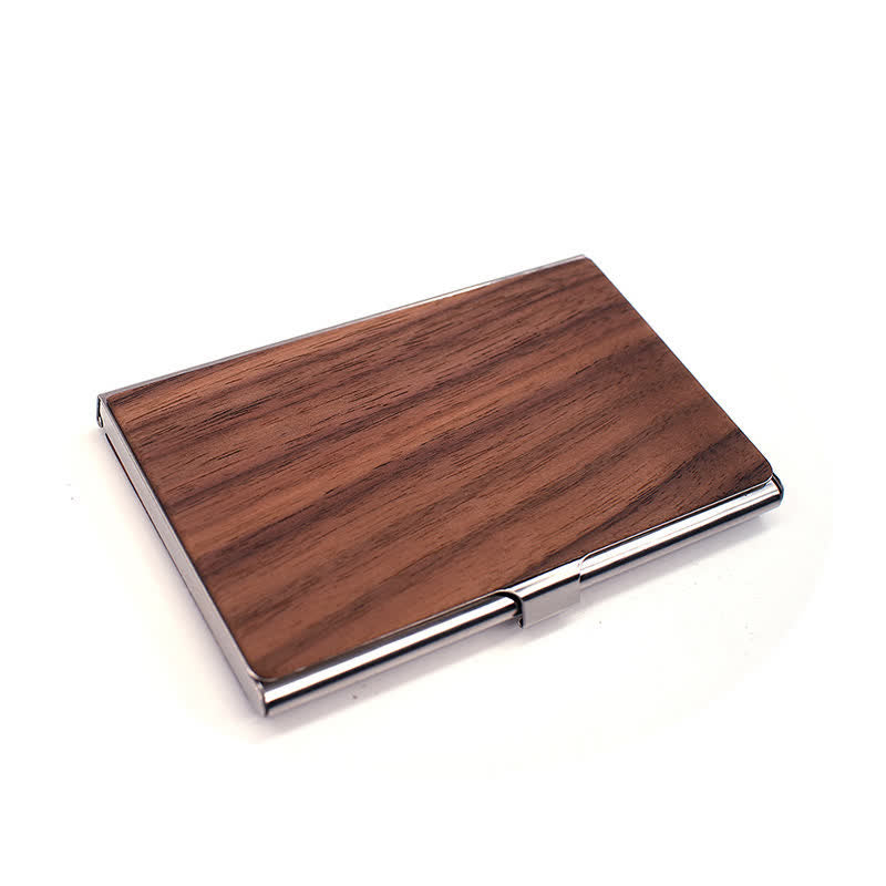 Étui en bois pour cartes de visite avec nom gravé personnalisé - Noyer noir / Argent - image 5