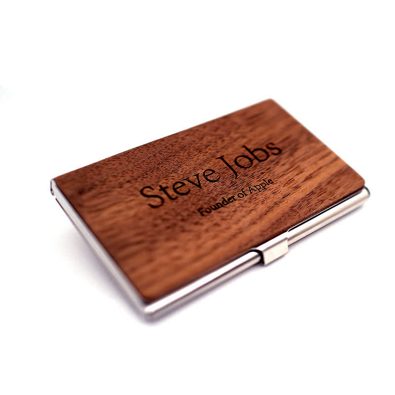 Étui en bois pour cartes de visite avec nom gravé personnalisé - Amande / Argent - image 9