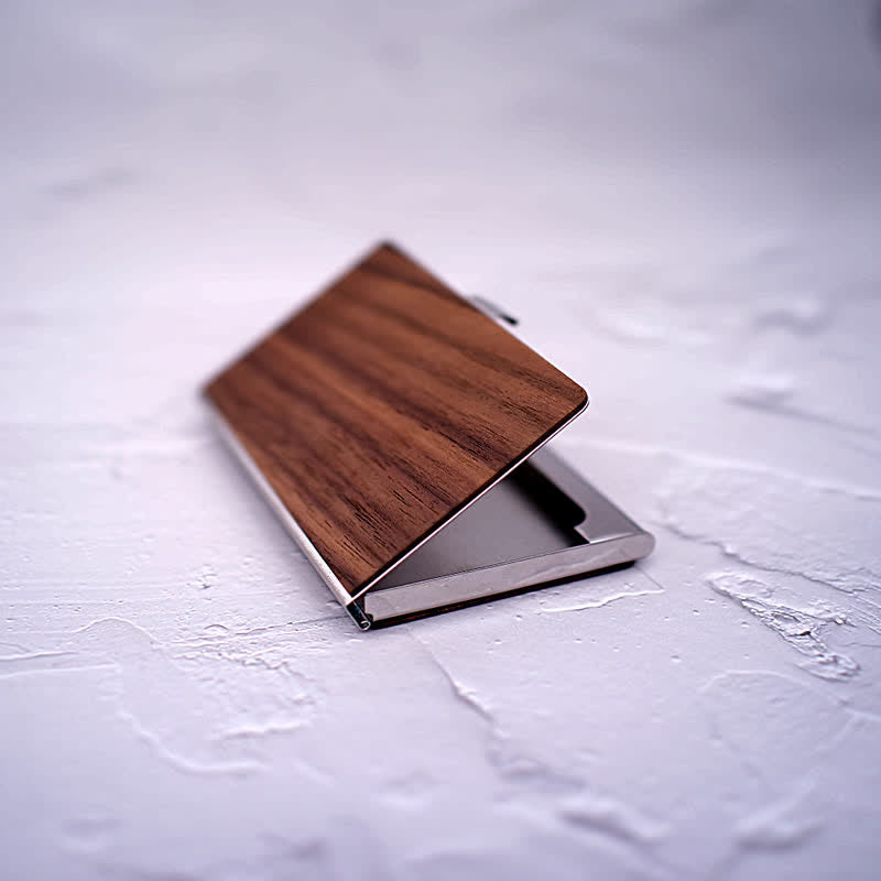 Étui en bois pour cartes de visite avec nom gravé personnalisé - image 7