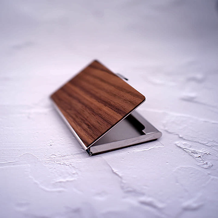Étui en bois pour cartes de visite avec nom gravé personnalisé - image 7
