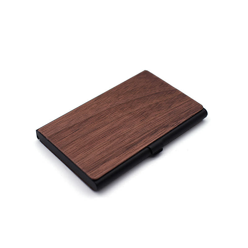 Étui en bois pour cartes de visite avec nom gravé personnalisé - Noyer noir / Noir - image 13