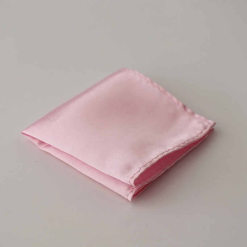Pochette de costume simple et unie pour homme, idéale pour un mariage - Lien rose - image 21