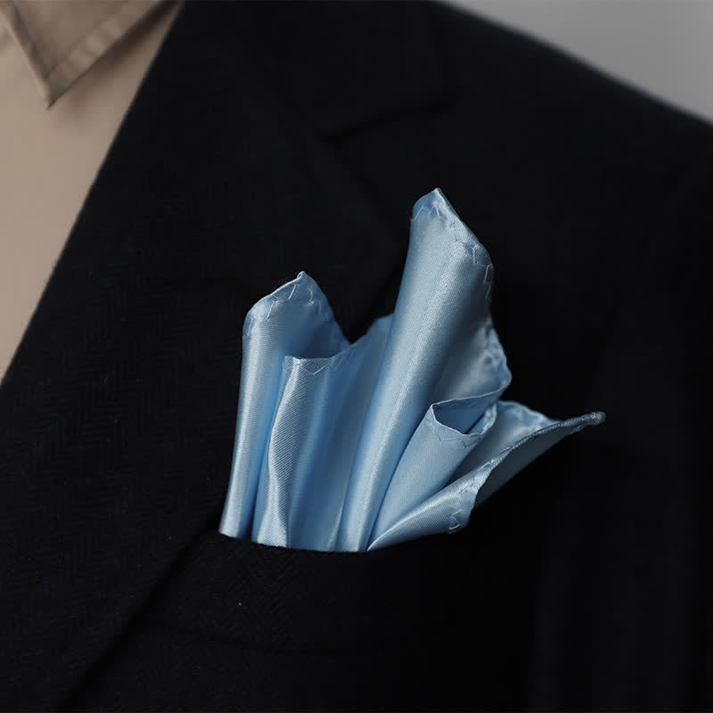 Pochette de costume simple et unie pour homme, idéale pour un mariage - Bleu clair - image 28