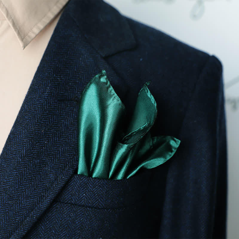 Pochette de costume simple et unie pour homme, idéale pour un mariage - Vert foncé - image 1