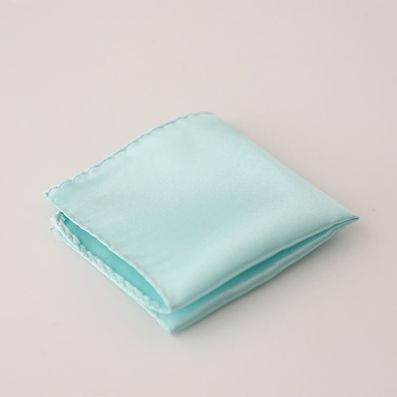 Pochette de costume simple et unie pour homme, idéale pour un mariage - Turquoise pâle - image 23