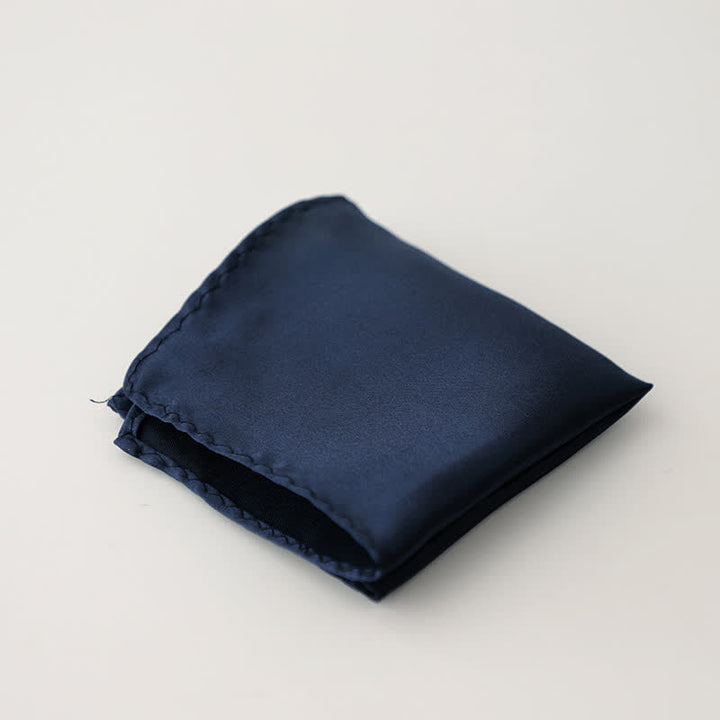 Pochette de costume simple et unie pour homme, idéale pour un mariage - Bleu nuit - image 25