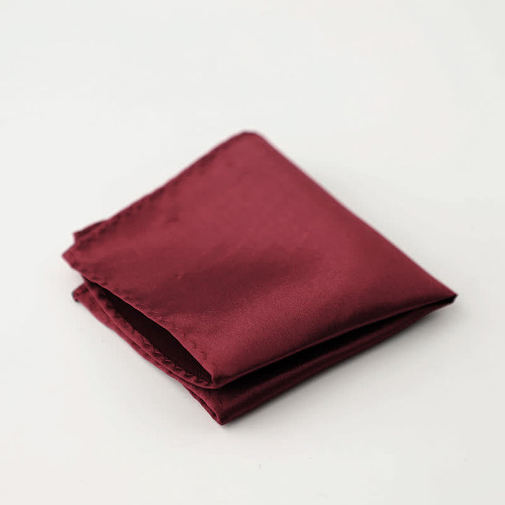 Pochette de costume simple et unie pour homme, idéale pour un mariage - Rouge foncé - image 13