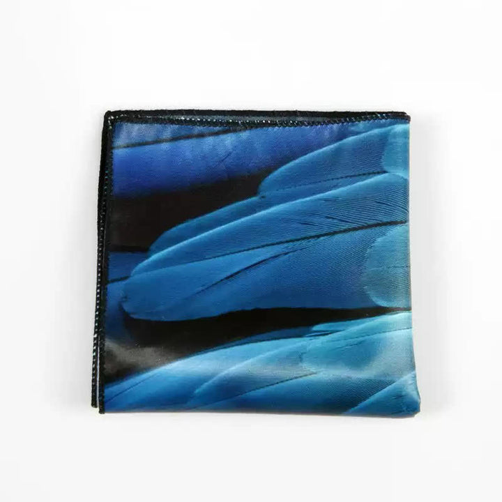 Pochette de costume de luxe pour homme à imprimé plumes bleu-vert - image 3