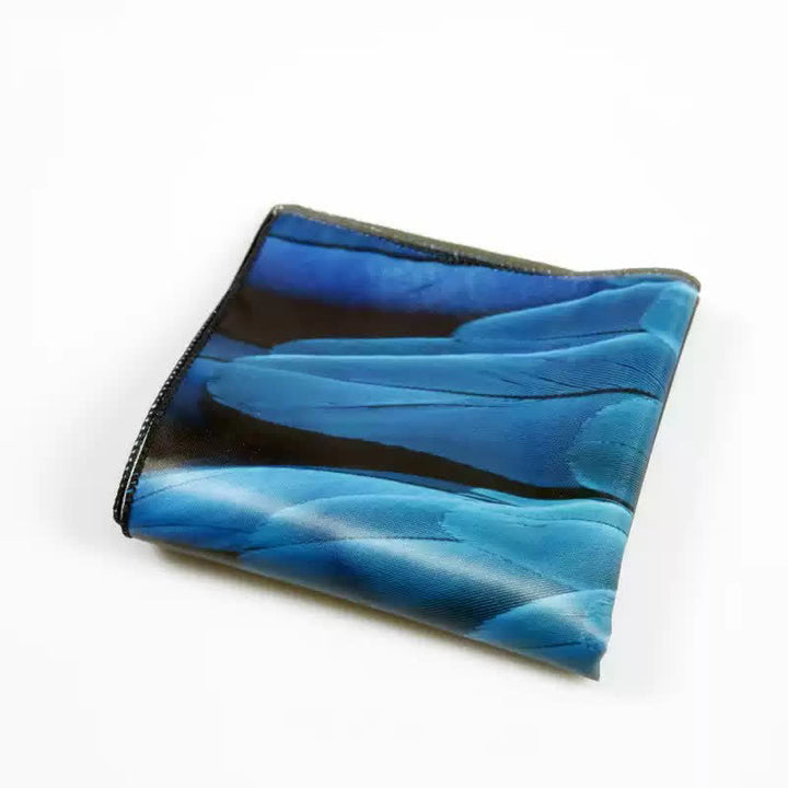 Pochette de costume de luxe pour homme à imprimé plumes bleu-vert - image 4