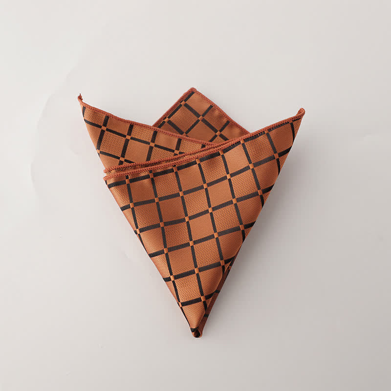 Pochette de costume rétro à carreaux pour homme, couleur saturée - Verge d'or - image 10