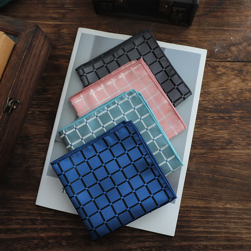 Pochette de costume rétro à carreaux pour homme, couleur saturée - image 1