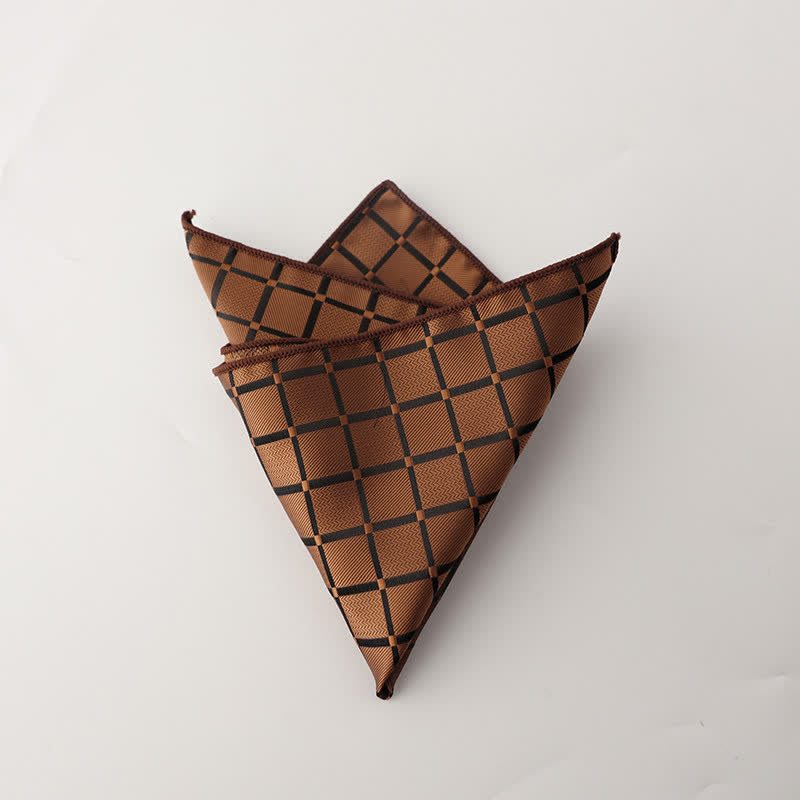 Pochette de costume rétro à carreaux pour homme, couleur saturée - Café - image 11