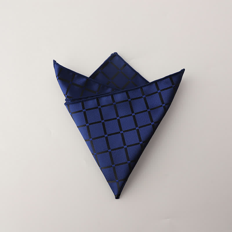 Pochette de costume rétro à carreaux pour homme, couleur saturée - Marine - image 9
