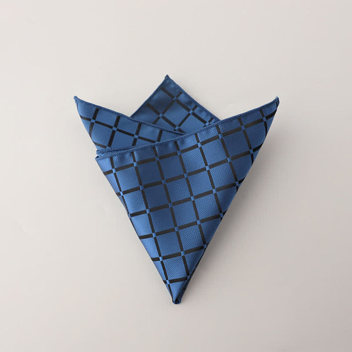Pochette de costume rétro à carreaux pour homme, couleur saturée - Bleu - image 8