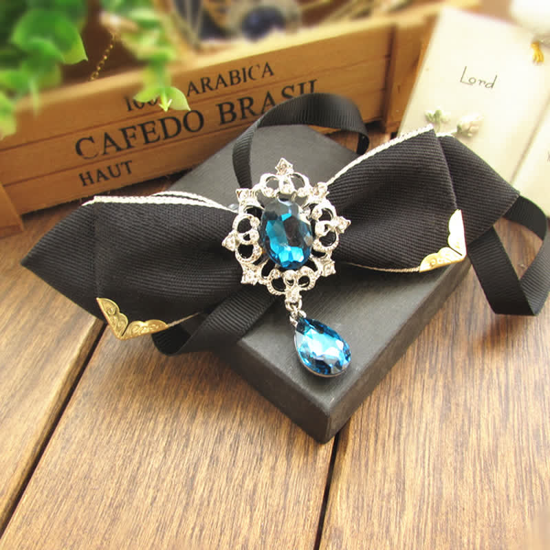 Nœud papillon strass pour mariage, marié et mariée - Noir - image 2