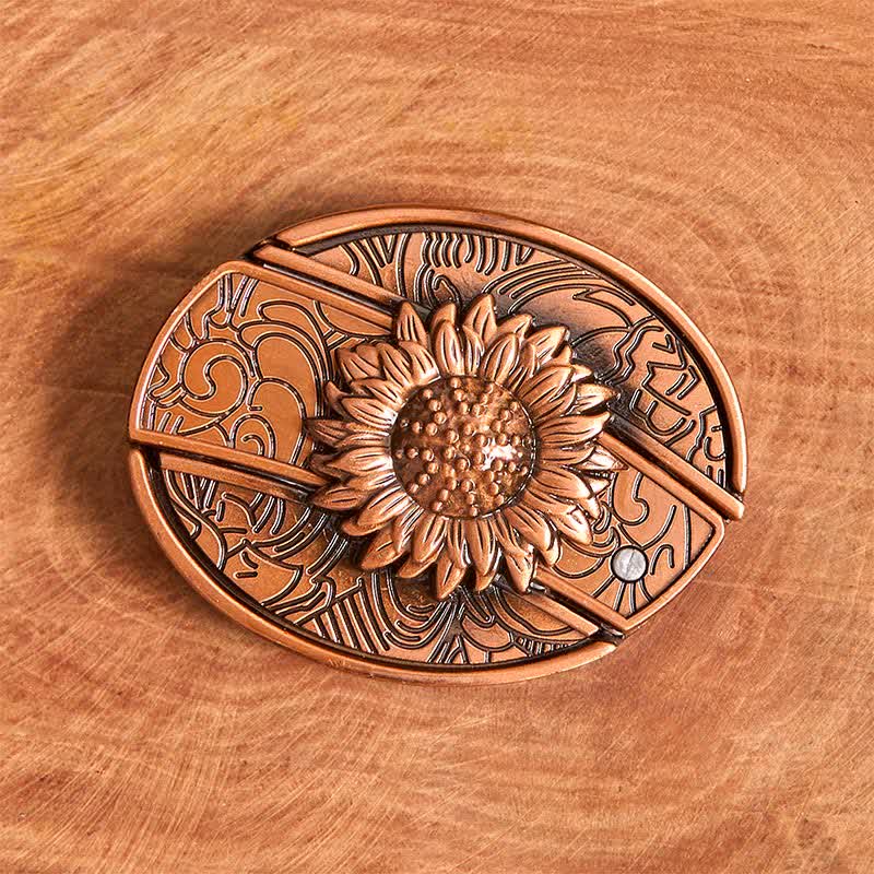 Ceinture en cuir pour homme avec couteau pliant caché en bronze rouge tournesol - image 3