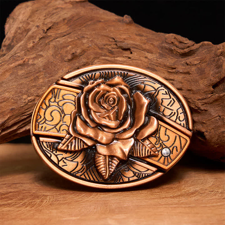 Ceinture en cuir pour homme avec couteau pliant caché en bronze rouge et rose - Rose - Sans ceinture - Ceinture non incluse - image 1
