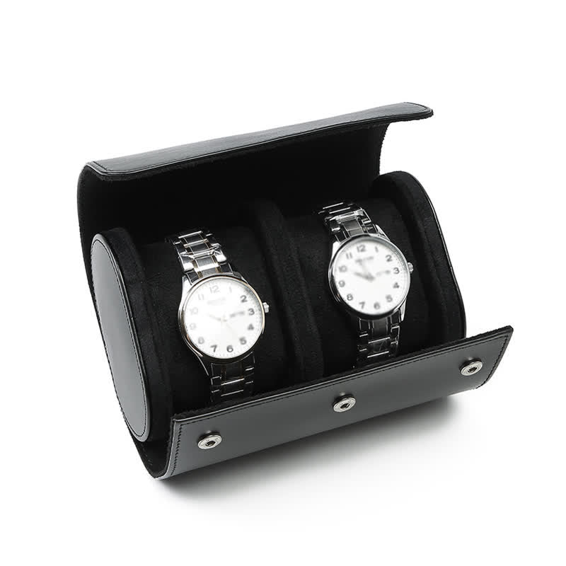 Étui de voyage en cuir pour montre avec initiales personnalisées - 2 positions - Noir - image 10