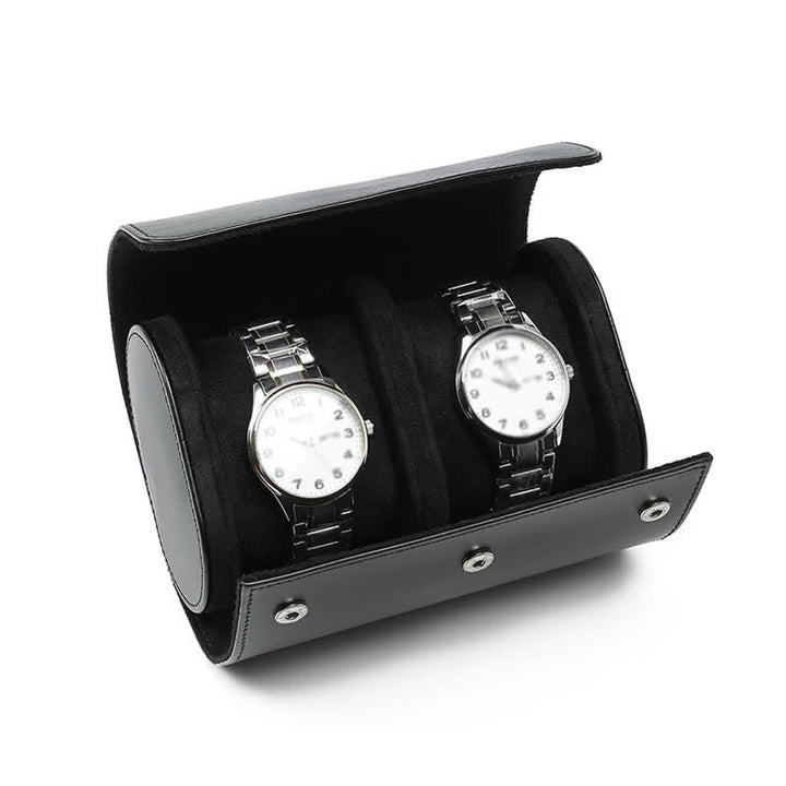 Étui de voyage en cuir pour montre avec initiales personnalisées - 2 positions - Noir - image 10