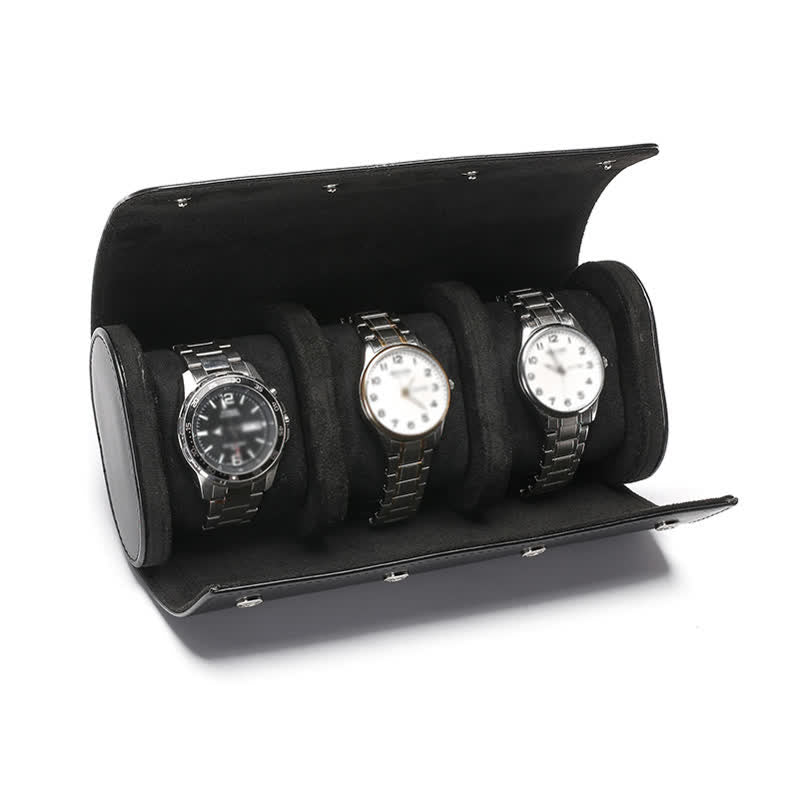 Étui de voyage en cuir pour montre avec initiales personnalisées - 3 positions - Noir - image 11