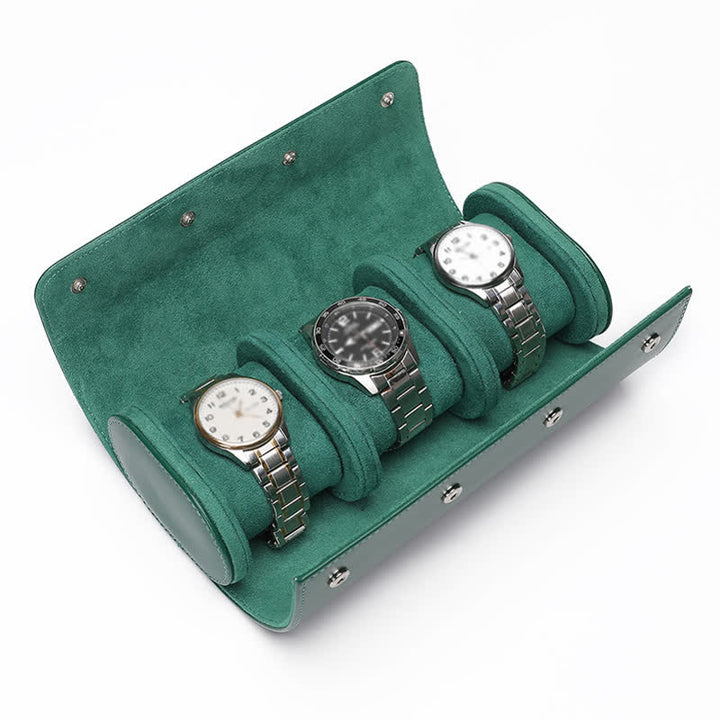 Étui de voyage en cuir pour montre avec initiales personnalisées - 3 positions - Vert - image 17