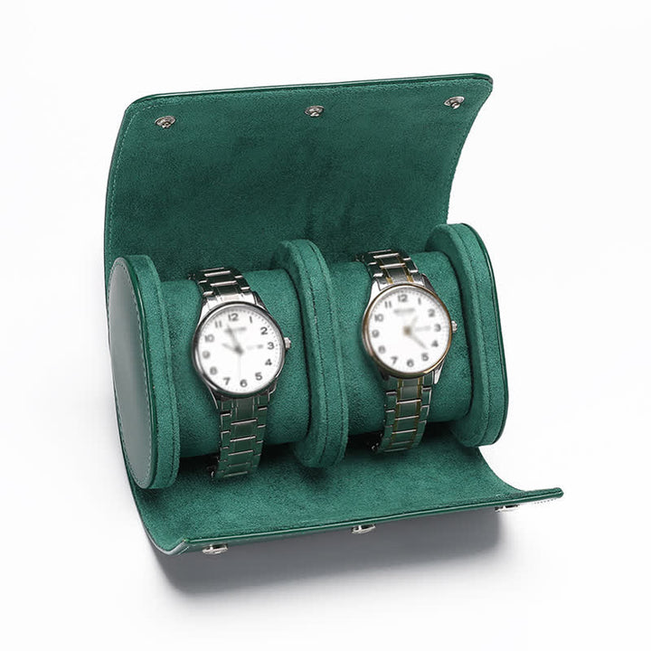 Étui de voyage en cuir pour montre avec initiales personnalisées - 2 positions - Vert - image 16