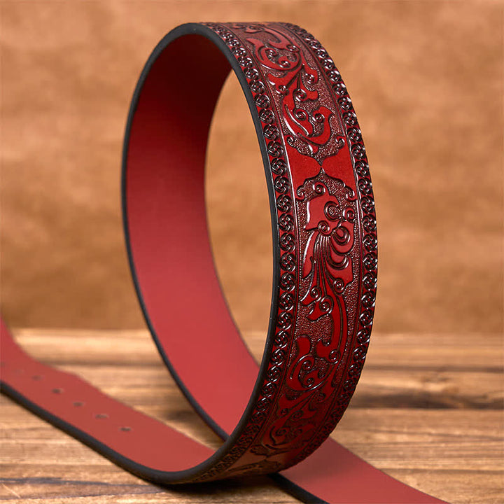 Ceinture en cuir de luxe à motif floral en relief pour homme - image 11