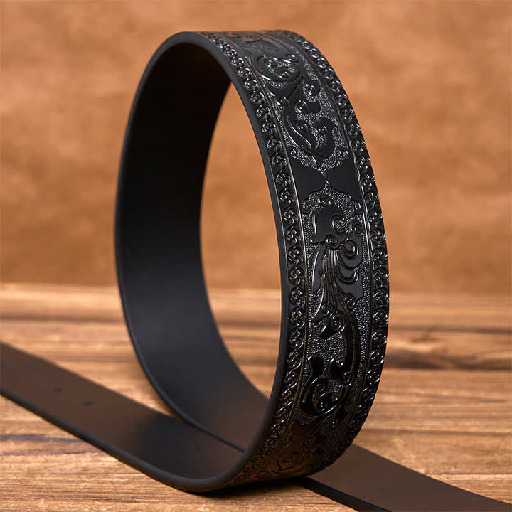 Ceinture en cuir de luxe à motif floral en relief pour homme - image 8