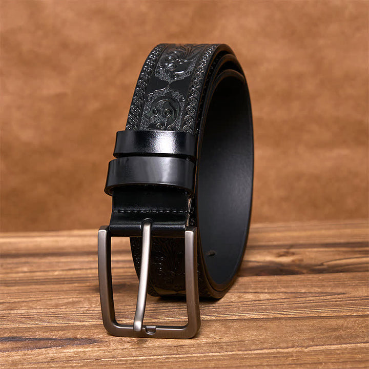 Ceinture en cuir de luxe à motif floral en relief pour homme - image 7